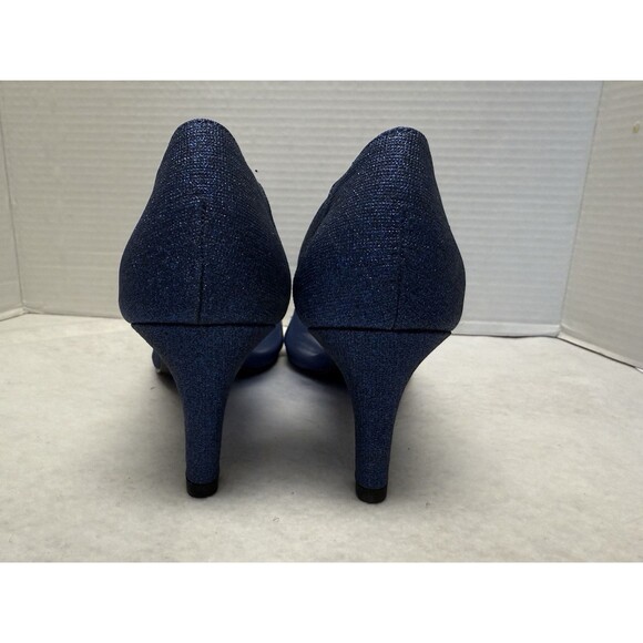 Easy Street Alive 5 Picaboo Sexy See-Thru Navy Glitter  Mesh Heels. Sz 7 1/2 New - Picture 5 of 13